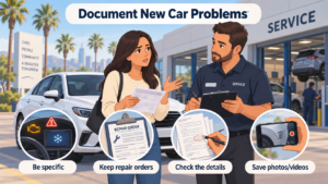 returning a new car in california - document new car problems