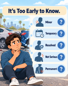 talking to insurance after a car accident- too early to know